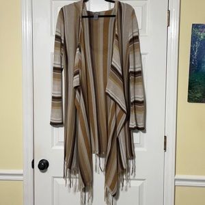 New Directions Weekend Tan/Brown/Beige Striped Cardigan Size Large